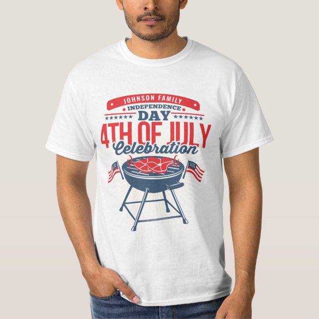 Camiseta 4 de julio Reunión de Familia Personalizada BBQ Gr (Anverso)