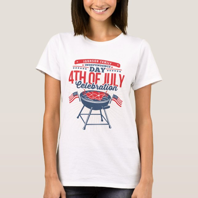 Camiseta 4 de julio Reunión de Familia Personalizada BBQ Gr (Anverso)