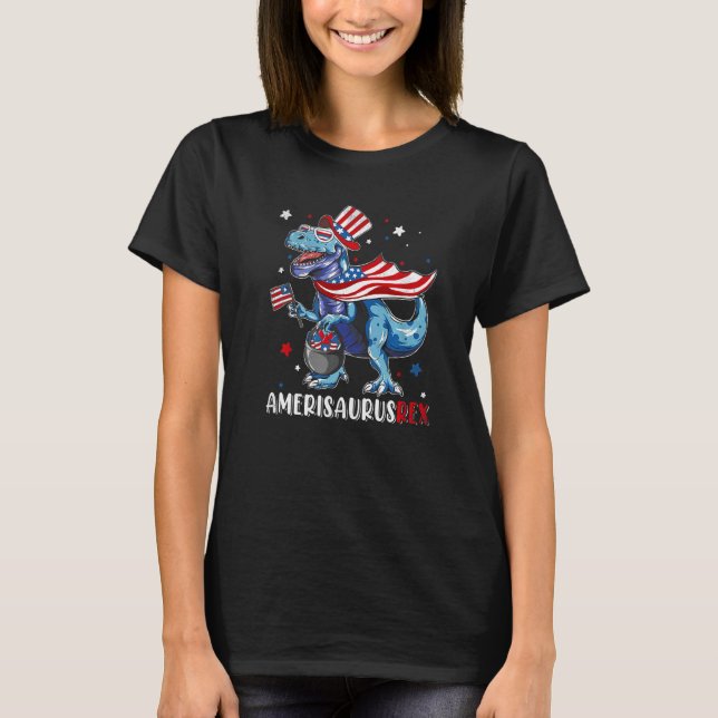 Camiseta 4 de julio Rex Dinosaur Amerisaurus Rex Niños (Anverso)