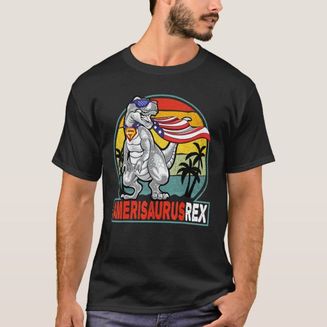 Camiseta 4 De Julio Rex Dinosaurio Independence Day Boys Us (Anverso)