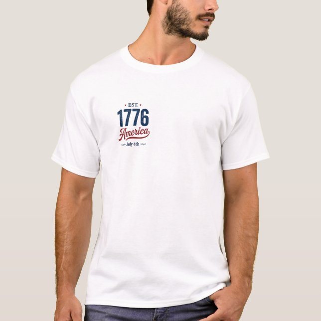 Camiseta 4 de julio rojo blanco y azul  (Anverso)