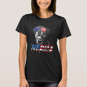 Camiseta 4 De Julio Rottweiler Bandera Americana Patrio
