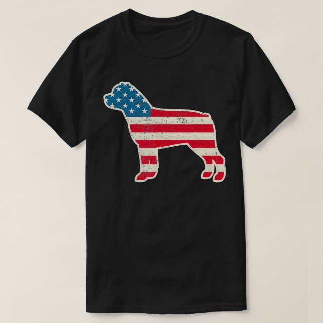 Camiseta 4 de julio Rottweiler Bandera Americana Perro Esta (Diseño del anverso)