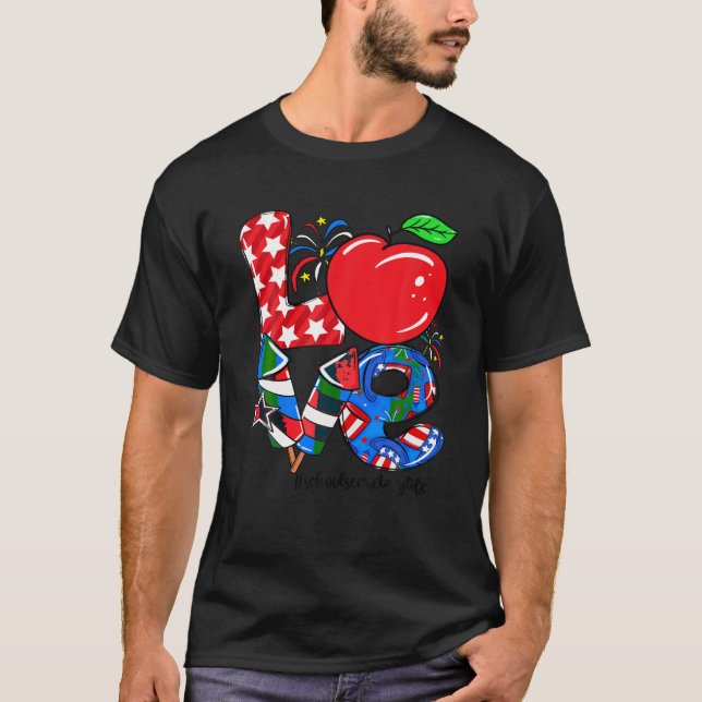 Camiseta 4 De Julio Secretaria De Escuela Hombres Estadouni (Anverso)