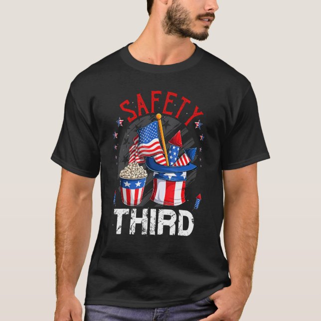 Camiseta 4 De Julio Seguridad Patriótica De Fuegos Artifici (Anverso)