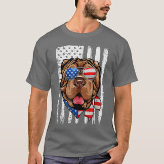 Camiseta 4 De Julio Shar Pei Bandera Estadounidense Perro P