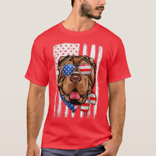Camiseta 4 De Julio Shar Pei Bandera Estadounidense Perro P