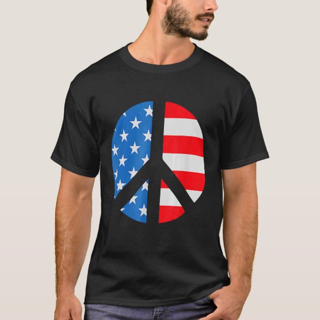 Camiseta 4 De Julio Símbolo De La Paz Bandera Estadounidens (Anverso)