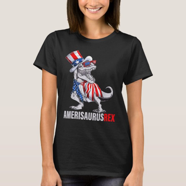 Camiseta 4 De Julio T Rex Dinosaur Amerisaurus Rex Boys Ki (Anverso)