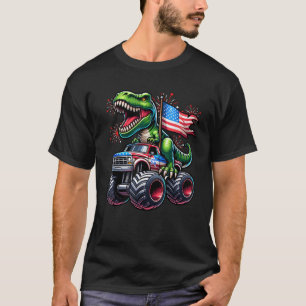 Camiseta 4 de julio T rex Dinosaur Monster Truck USA