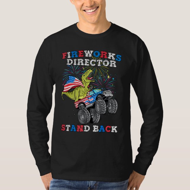 Camiseta 4 De Julio T Rex Monster Truck Fireworks Director (Anverso)