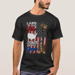 Camiseta 4 De Julio Tierra Del Hogar Libre De Los Valientes