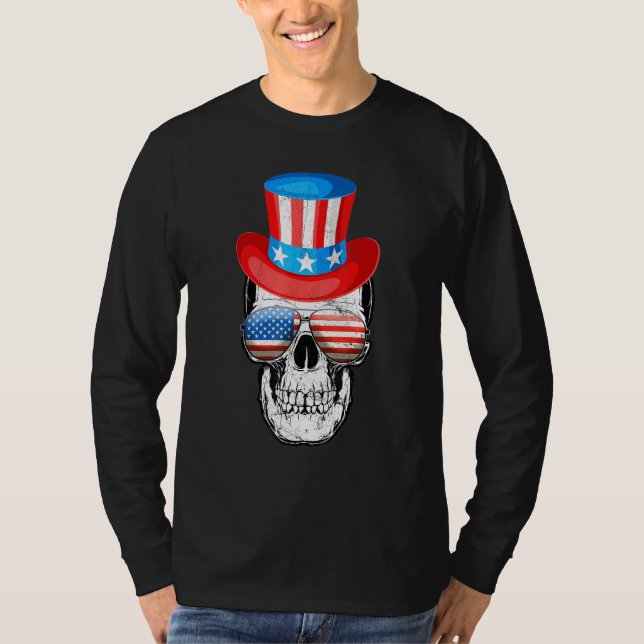 Camiseta 4 de julio Tío Sam Hombres Bandera Estadounidense (Anverso)