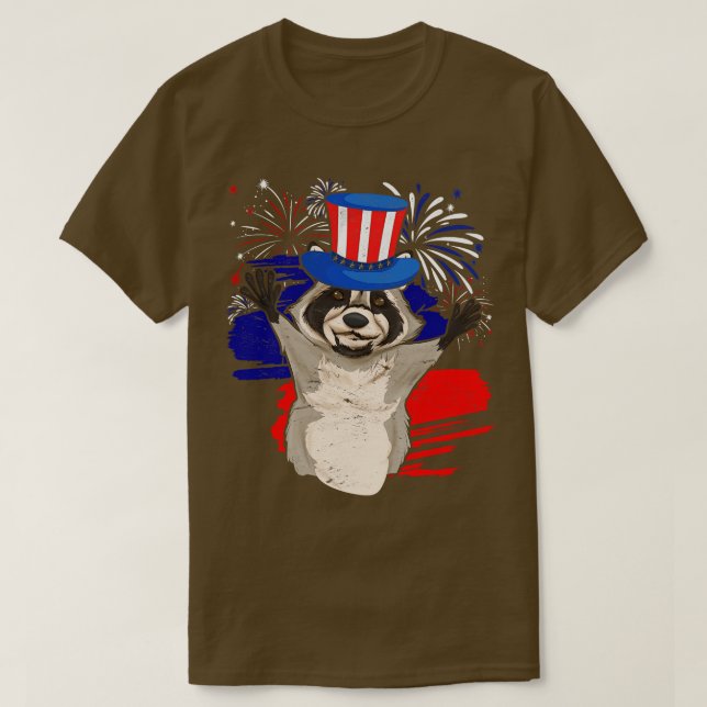 Camiseta 4 De Julio Trash Panda Animal Lover USA Flag Racc (Diseño del anverso)