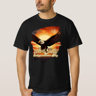 Camiseta 4 de Julio – Tributo Majestuoso al Águila y Fuegos