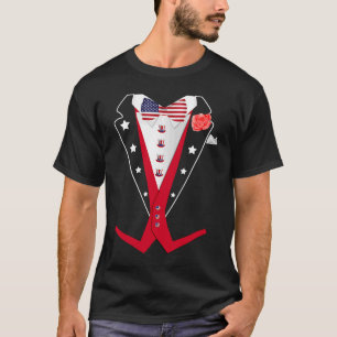 Camiseta 4 de julio Tuxedo Americano Patriótico Suit Boy Me
