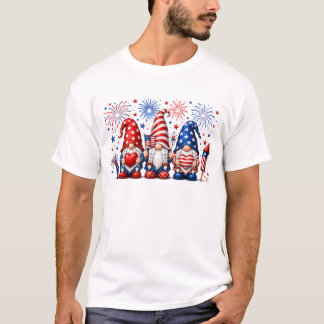 Camiseta 4 de julio USA bandera americana gnomos patriótico