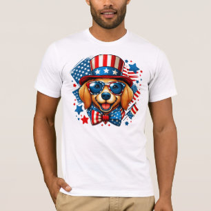 Camiseta 4 de julio USA Patriótico Perro Día de la Independ