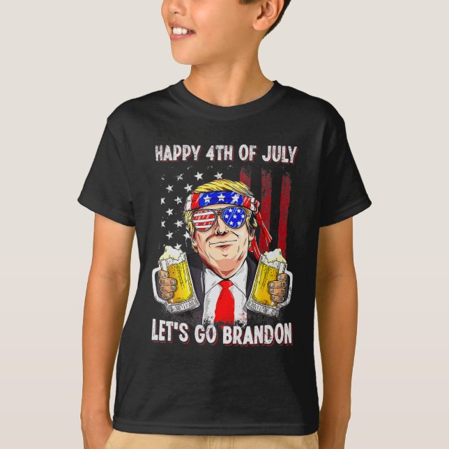 Camiseta 4 de julio Vamos Cerveza Brandon Trump Cerveza Ame (Anverso)