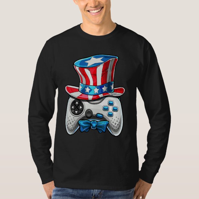 Camiseta 4 De Julio Videojuego Bandera Americana Tío Sam Ga (Anverso)