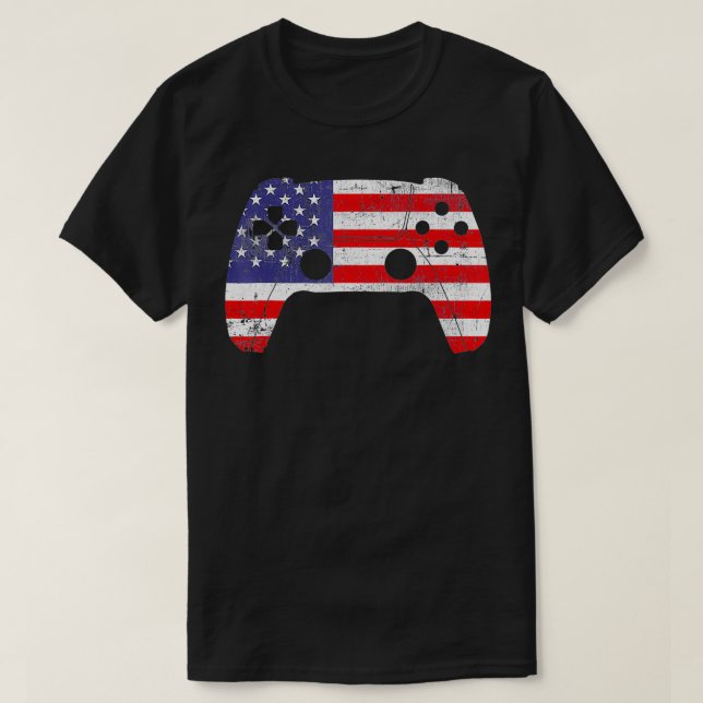 Camiseta 4 De Julio Videojuego Jugador Niños Hombres Estado (Diseño del anverso)