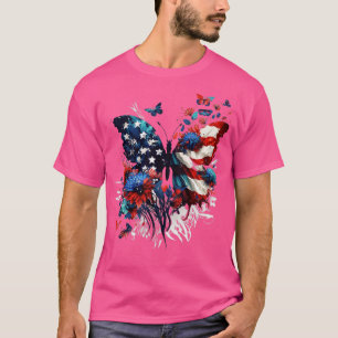Camiseta 4 de julio Vintage de la mariposa floral