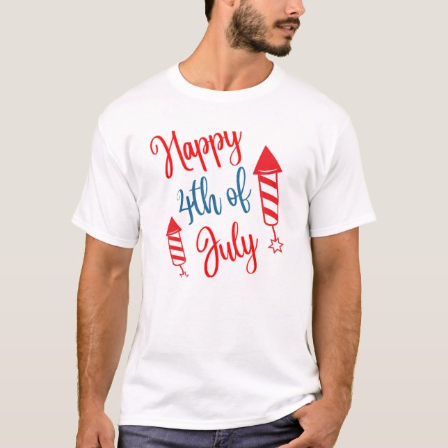 Camiseta 4 de julio y fuegos artificiales (Anverso)