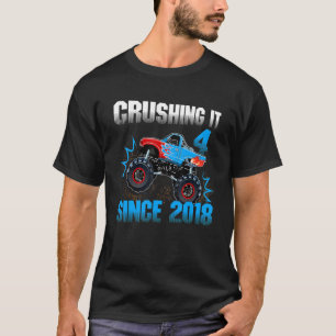 Camiseta 4 Desde 2018 Monster Truck 4th Birthda