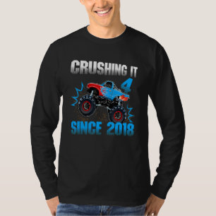 Camiseta 4 Desde 2018 Monster Truck 4th Birthda