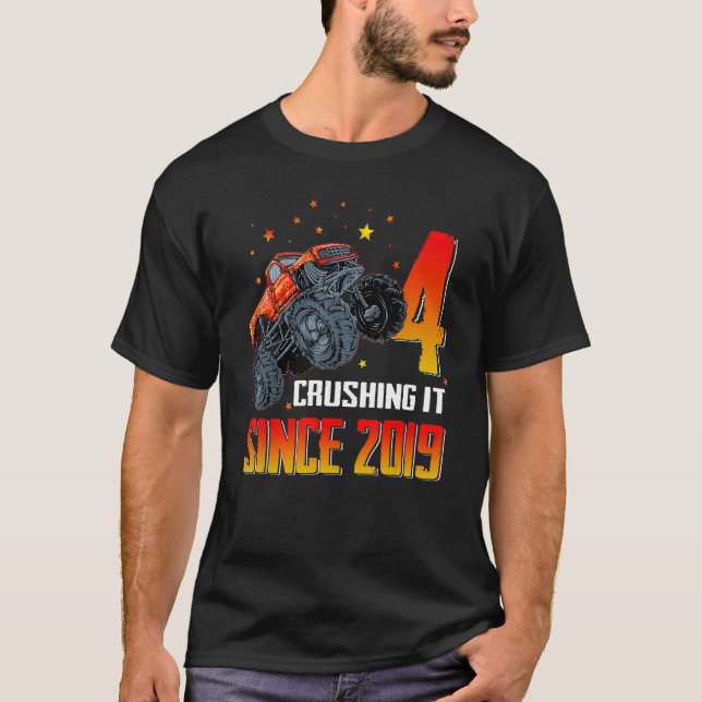 Camiseta 4 Desde 2019 Monster Truck 4th Birthda (Anverso)