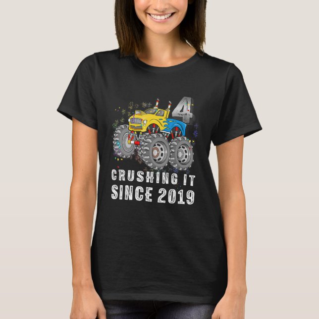 Camiseta 4 Desde 2019 Monster Truck 4th Birthda (Anverso)