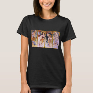 Camiseta 4 Estaciones de Alphonse Mucha, Arte Nouveau Antig