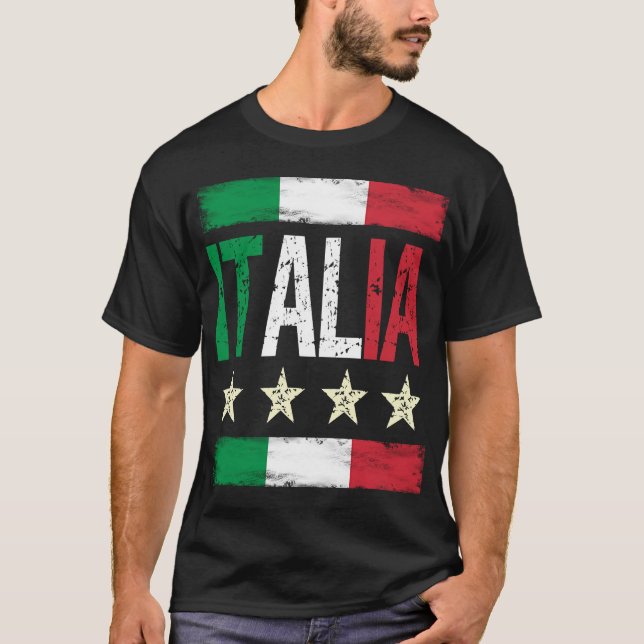 Camiseta 4 Estrellas Italia con bandera italiana retro pert (Anverso)