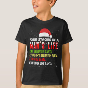 Camiseta 4 Etapas De Man Life Funny Santa Navidades Papi C