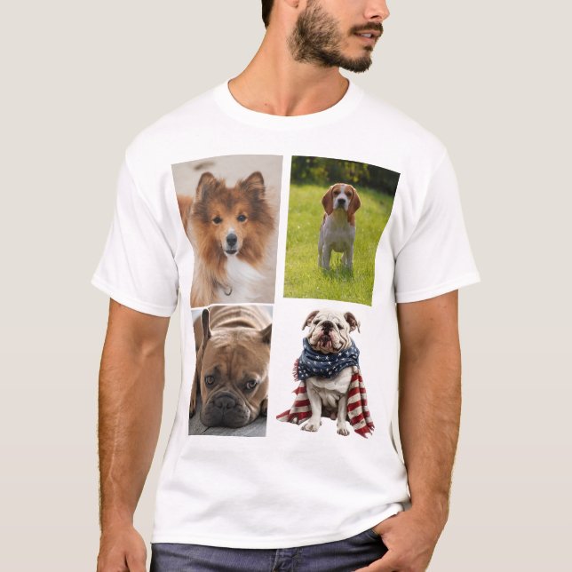 Camiseta 4 Foto Collage Amante Perro Mascota (Anverso)