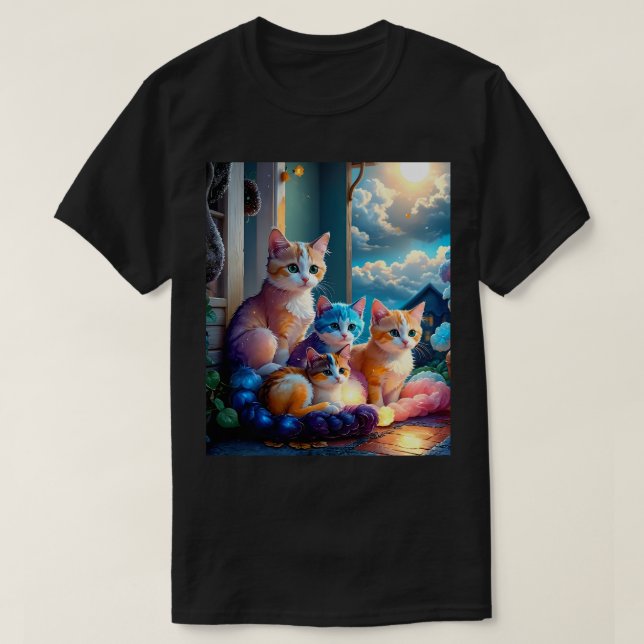 Camiseta 4 Gatitos Posando (Diseño del anverso)