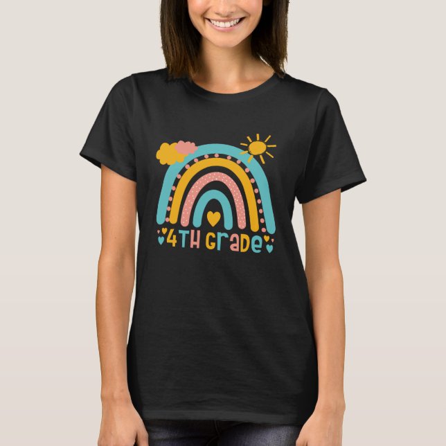 Camiseta 4 Grade rainbow four grader class back to school (Anverso)