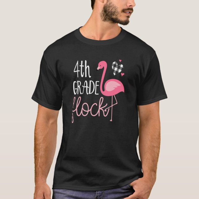 Camiseta 4 Grado Flock Cute Flamingo Teacher Matching Tea (Anverso)