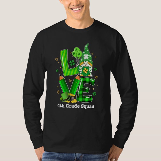 Camiseta 4° Grado Squad Rainbow Gnome Feliz St Patricks Da (Anverso)