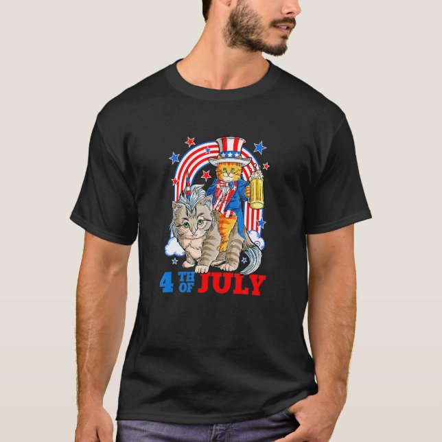 Camiseta 4 H De Julio Día De La Independencia Del Gato Patr (Anverso)
