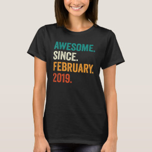 Camiseta 4 Year Old Awesome Since February 2019 4th Birthd