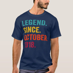 Camiseta 4 Years Old Gifts Legend Since October 2018 4th Bi