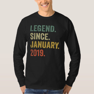 Camiseta 4 Years Old  Legend Since January 2019 4th Birthda