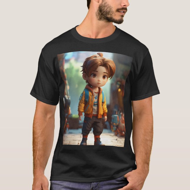 Camiseta 4D Fotógrafo de cuerpo completo Chibi Boy T-Shirt (Anverso)