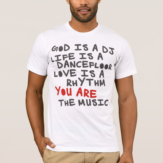 Camiseta 4DJS God is a dj life is a dancefloor (Anverso)