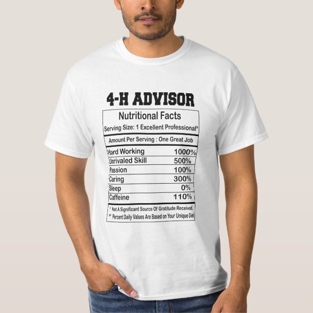 Camiseta 4H Asesor Titular De Hechos Nutricionales (Anverso)