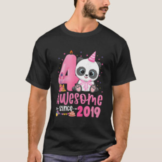 Camiseta 4Th 4 Yr Old Panda Awesome Since 2019