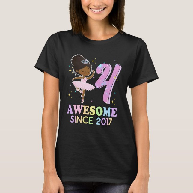 Camiseta 4th Bday Awesome Since 2017 Melanin Pride African  (Anverso)