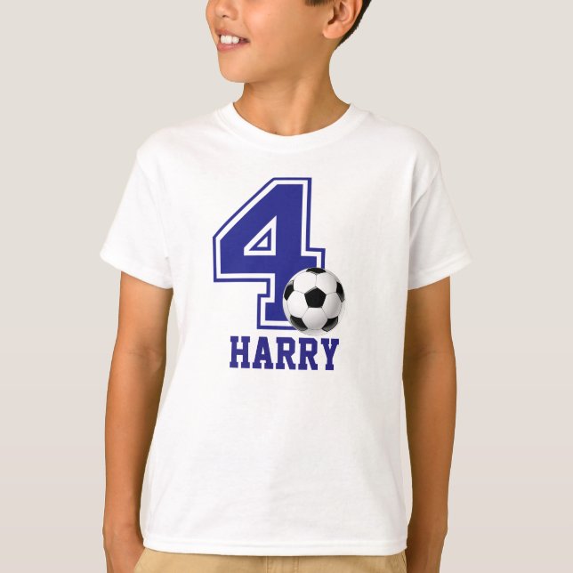 Camiseta 4th Birthday boy soccer personalized (Anverso)