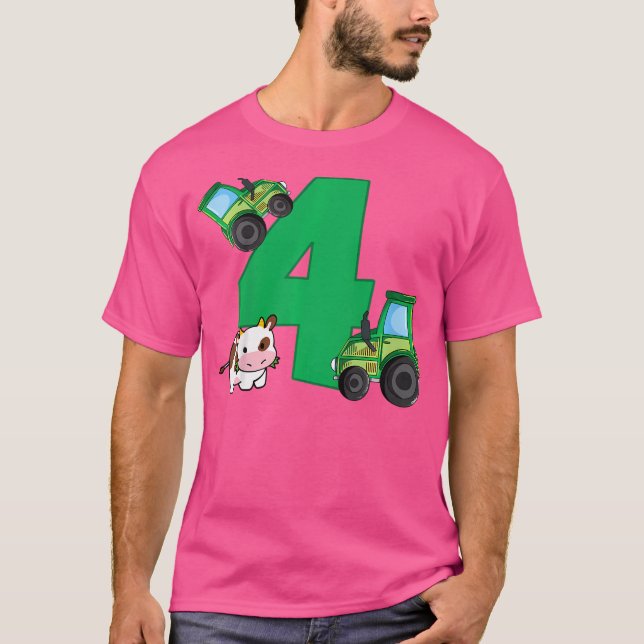 Camiseta 4Th Birthday Boys Tractor Farmer 4 Years Birthday (Anverso)